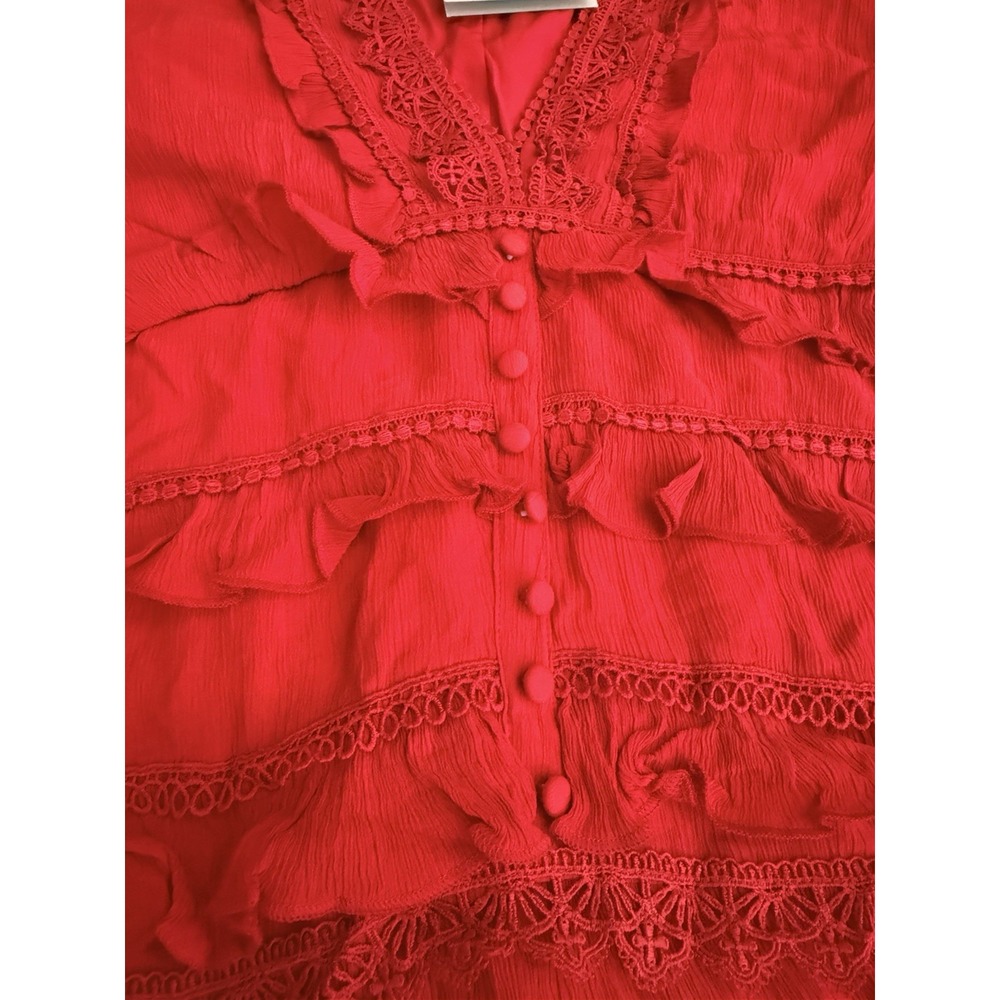 NWT AllSaints Zora Floral Ruffle Mini Dress Sz 8 US - Red Tiered $299 - Picture 8 of 16